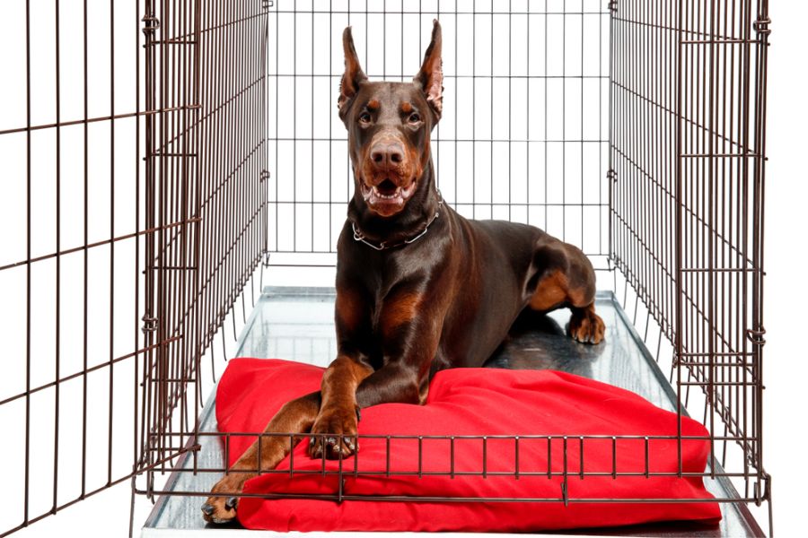 A crate or kennel is a safe and secure space