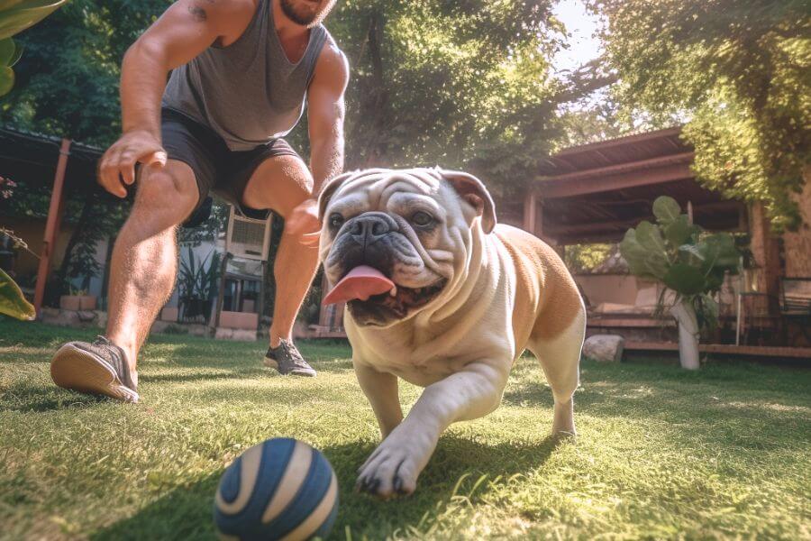 Chasing balls game with bulldogs.