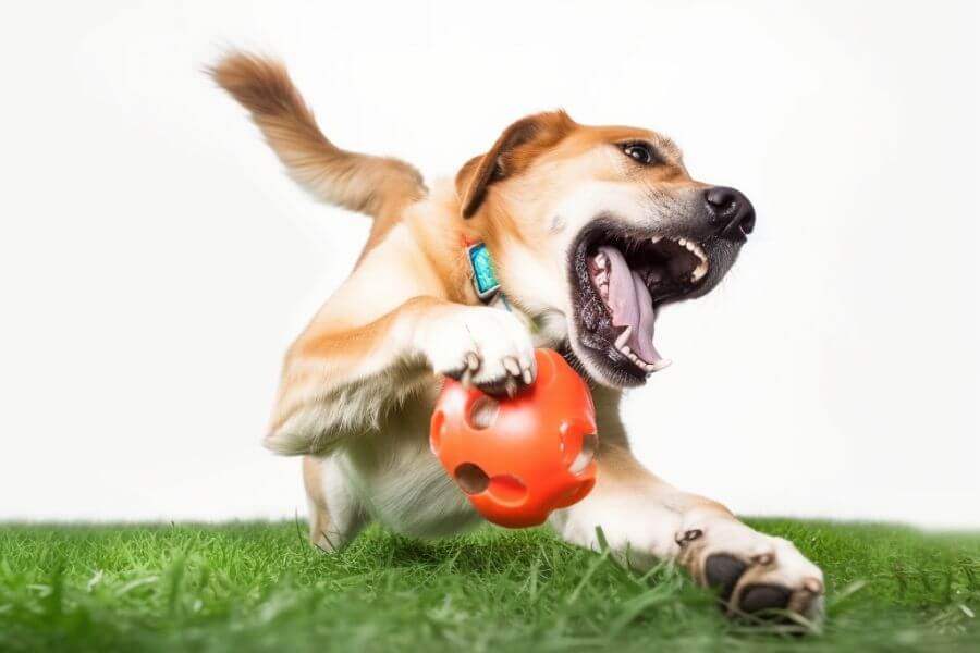 Toys used for games of fetch can provide a healthy outlet for the dog's energy