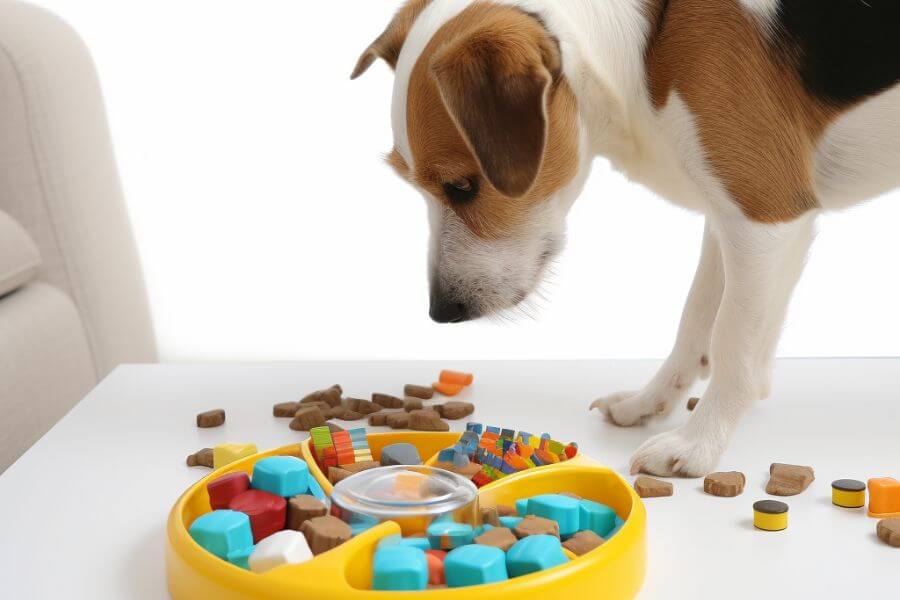 Mental stimulating toys have hidden sections where treats can be placed